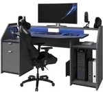 Gaming-Gaming-Schreibtisch &ndash; Partikelplatten &ndash; Schattengrau und Schwarz &ndash; 180 x