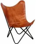 vidaXL Butterfly-Sessel Braun Echtleder - Braun