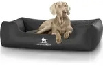 Cuddlewuff lasergepolstertes Kunstleder Hundebett Milan XL 105 x 75cm schwarz