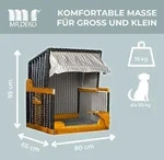 Hundestrandkorb PE schwarz Dessin Grau Gestreift - Grau