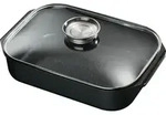 40x26cm KING&reg; Br&auml;ter Aluguss mit Glasdeckel und Aromaknopf / Farbe: Schwarz /