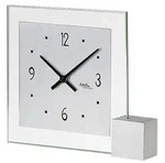 AMS 102 Quarz-Tischuhr, Holzsockel, Aluminium, Mineralglas - Silber