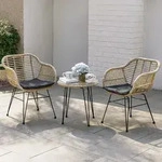 Balkonm&ouml;bel Set 3-teilig Rattan Optik mit Tisch und 2 St&uuml;hlen HTI-Line -...