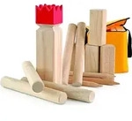 Carromco ORIGINAL Wikinger Schach Premium, Gummibaumholz Kubb Spiel Holzspiel