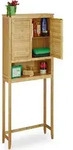 Relaxdays Waschmaschinenschrank Lamell Bambus, &Uuml;berschrank, Badschrank mit
