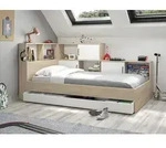 Kinderbett mit Stauraum &ndash; Farbe Wei&szlig; und Kastanie &ndash; 90 x 200 cm -...