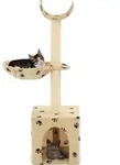 vidaXL Katzen-Kratzbaum mit Sisal-S&auml;ulen 105 cm Beige Pfoten-Aufdruck - Beige