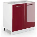 K&uuml;chenunterschrank Vicco Fame-Line Bordeaux Hochglanz/Wei&szlig; 80 cm ohne