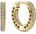 Pandora Ohrringe 266317C01 Pave Heart Hoops 14 Karat vergoldet Metall Zirkonia...