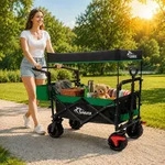 SAMAX Faltbarer Bollerwagen Offroad mit Dach - Schwarz / Gr&uuml;n - Schwarz/Gr&uuml;n