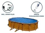 GRE Ovaler Stahlwandpool mit Holzoptik KITPROV508WO &ndash; 500 x 300 x 132 cm,