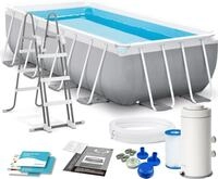 INTEX 26788GN Prism Frame Pool rechteckig 400x200x100 cm Set mit Pumpe und Leiter