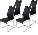 Hela Tische, 4er Set Freischwinger, Esszimmerstuhl Tabea - Kunstleder Schwarz/Wei&szlig; -