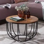 WOHNLING Couchtisch WL5.677 60x39x60 cm Sheesham Massivholz / Metall Korbtisch