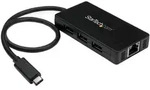 StarTech.com 3 Port USB 3.0 Hub mit USB-C und Gigabit Ethernet - 5Gbps - inklusive