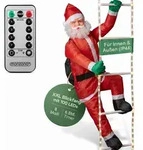 MONZANA Weihnachtsmann auf Leiter 240cm f&uuml;r Indoor & Outdoor - Rot