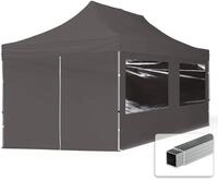 TOOLPORT 3x6m Aluminium Faltpavillon, inkl. 4 Seitenteile, dunkelgrau