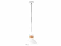 BRILLIANT Lampe Pullet Pendelleuchte 30cm weiß/holz hell | 1x A60, E27, 40W,