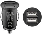 Dual-USB Auto Ladeger&auml;t mit zwei USB-Ports (schwarz, max. 24W/2,4,8A 12/24V) -
