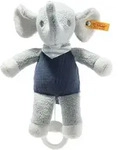 Steiff 242410 Eliot Elefant Spieluhr, Baumwolle, 22 cm, hellgrau/blau