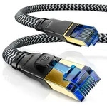 CSL - 10m CAT 8 Netzwerkkabel Flach und D&uuml;nn - Lan Kabel f&uuml;r 40 Gigabit High Speed,