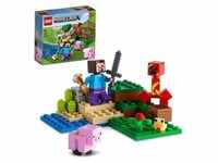 LEGO 21177 Minecraft Der Hinterhalt des Creeper, Spielzeugset mit Steve, Schweinchen-