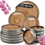 Moritz & Moritz SOLID 18tlg Steinzeug Geschirr Set 6 Personen Beige - Beige