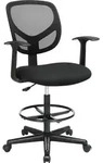 Songmics OBN25BK, Gepolsterter Sitz, Netz-R&uuml;ckenlehne, Schwarz, Schwarz, Stoff,