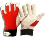Griffy 1 Paar Montage Handschuhe aus Ziegen-Nappaleder Rot-Weiss, Farbe:Rot,