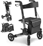 Juskys Rollator Vital faltbar, leicht, h&ouml;henverstellbar - Sitz, Tasche - Schwarz -