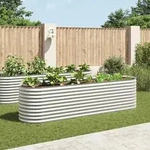vidaXL Garten-Hochbeet 320x80x81 cm Verzinkter Stahl Silbern - Silber