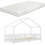 Kinderbett 'Treviolo' mit Matratze und Rausfallschutz 90x200cm Wei&szlig; - Wei&szlig;