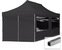 TOOLPORT 3x6m Aluminium Faltpavillon, inkl. 4 Seitenteile, schwarz