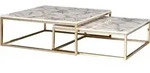 WOHNLING Design Couchtisch 2er Set Wei&szlig; Marmor Optik Eckig Couchtische 2-teilig