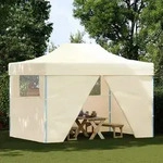 vidaXL Profi-Partyzelt Faltbar mit 4 Seitenw&auml;nden 3&times;4m Stahl Creme - Creme