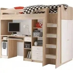 Hochbett "UNIT" Jugendbett Kinderbett Bett mit Stufen integriertem Schreibtisch...