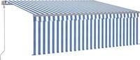 vidaXL Markise Automatisch mit Rollo LED Windsensor 4,5x3 m Blau Wei&szlig;