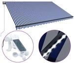 vidaXL Markise mit Windsensor & LED 500x300cm Blau und Wei&szlig;
