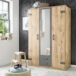 Kleiderschrank Cork Plankeneiche graphit industrial 135 cm - Braun