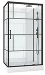Komplettdusche 110&times;80&times;225 cm, Duschtasse, Schiebet&uuml;r, 5 mm ESG, Armatur -...