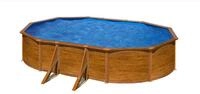GRE Ovaler Stahlwandpool mit Holzoptik KIT610W &ndash; 610 x 375 x 120 cm, Komplettset