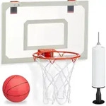 Relaxdays Basketballkorb f&uuml;rs Zimmer, Set mit Ball & Luftpumpe, Backboard zum an die