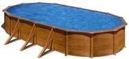 GRE Ovaler Stahlwandpool mit Holzoptik KIT730W &ndash; 730 x 375 x 120 cm,...