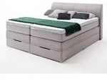 Boxspringbett Modesto BX1440 Stoff silber Topper 180x200 - Grau