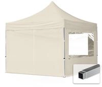 TOOLPORT 3x3m Aluminium Faltpavillon, inkl. 4 Seitenteile, creme