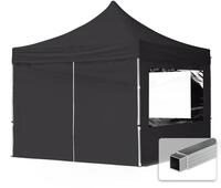 TOOLPORT 3x3m Aluminium Faltpavillon, inkl. 4 Seitenteile, schwarz