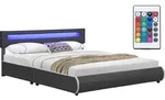 Juskys Polsterbett Sevilla 180 x 200 cm grau &ndash; Bettgestell mit LED...