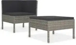 vidaXL 2-tlg. Garten-Lounge-Set mit Auflagen Poly Rattan Grau - Grau