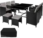 tectake&reg; Rattan Sitzgruppe Malaga f&uuml;r 6 bis 10 Personen - Schwarz