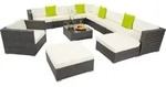 tectake&reg; Aluminium Rattan Lounge Las Vegas mit Aluminiumgestell f&uuml;r 9 bis 11